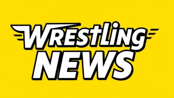 Bold wrestling news logo on yellow background
