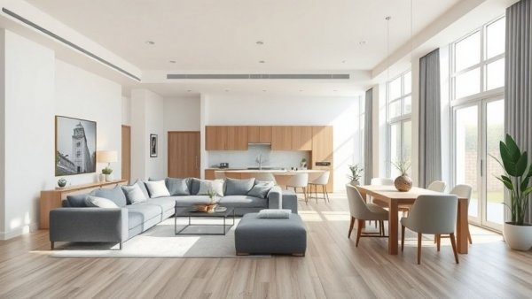 Modern open-plan living room dining room combo with seamless layout ideas.