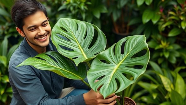 Easy monstera repotting techniques demonstrated outdoors.