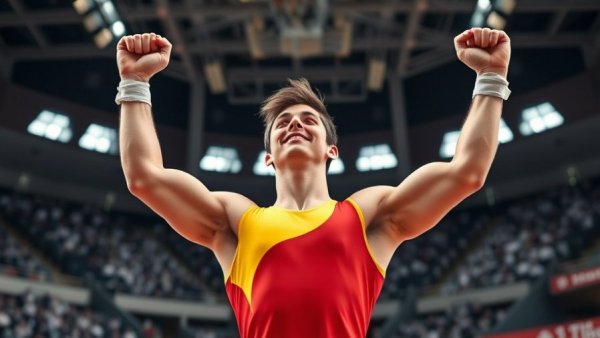 Male gymnast celebrates at 2025 Chinese National Games.