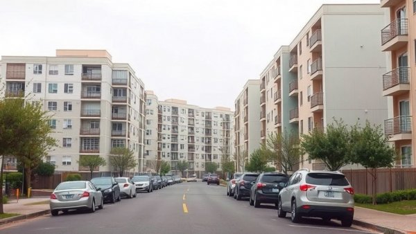 Appreciate the Simple Things in Life: Urban street view with apartments.