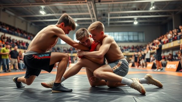 USMC Junior Greco-Roman Nationals wrestlers competing in an intense match.