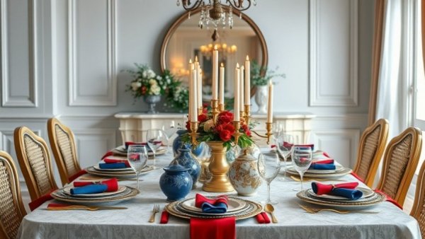 Festive Thanksgiving and Christmas decor with elegant table setting.