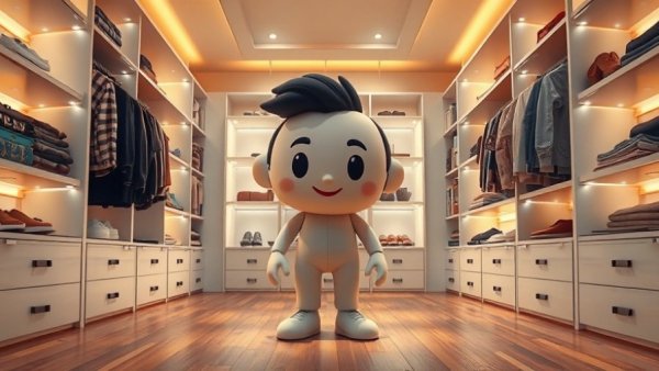 Couples interior design choices: playful character in modern closet