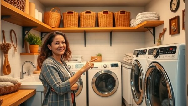 Small laundry room design hacks with efficient storage solutions.