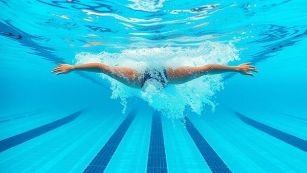 Swimmer's underwater acceleration demonstrating grip strength in sports.