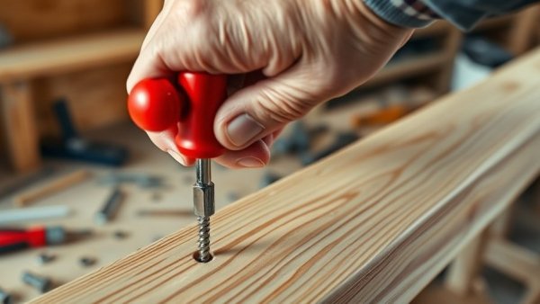 Close-up of construction using advanced fasteners on wood beam.