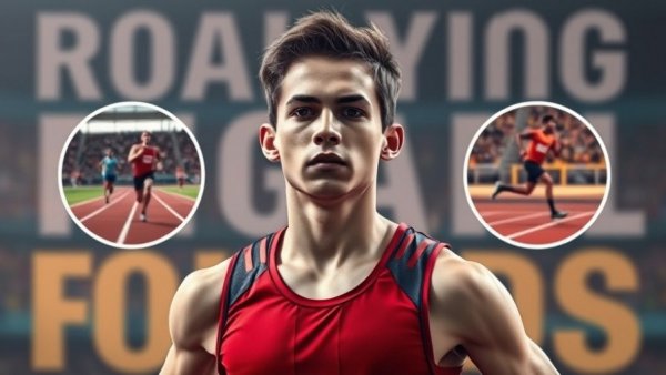 Quincy Wilson NCAA track and field athlete with motivational graphics.