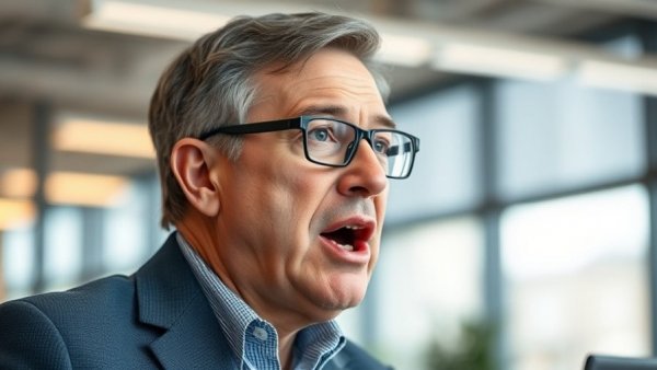 Middle-aged man speaking passionately indoors, relating to Elon Musk.