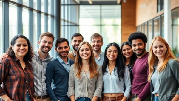 Diverse professionals in office discussing risks of international business expansion.