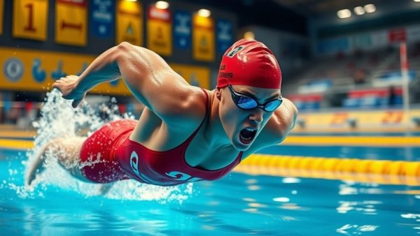2025 Queensland Championships swimmer diving into pool.