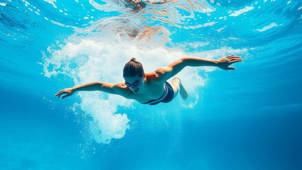 Underwater view of swimmer practicing for 8 Week Faster Freestyle Course.