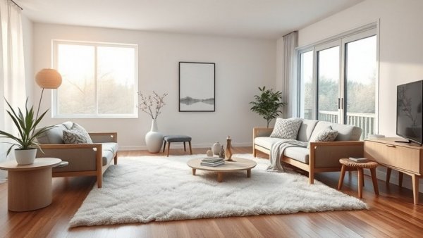 Modern living room design featuring Scandinavian-inspired decor.