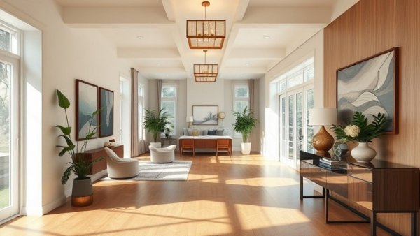 Stylish modern entryway design separating entryway from living areas.