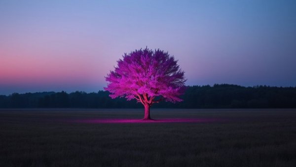 Tranquil landscape with glowing tree during Thanksgiving week 2025.