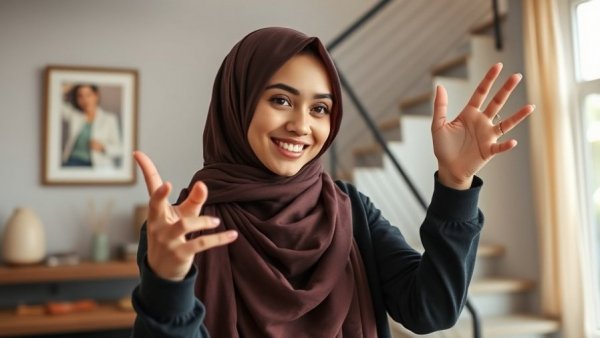 Young woman in hijab indoors, Millennial Boss and Gen Z Employees.