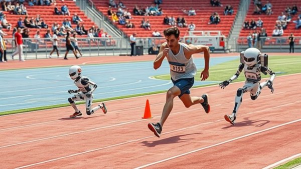 Action race with Noah Liles and Mr. Beast on a track field.