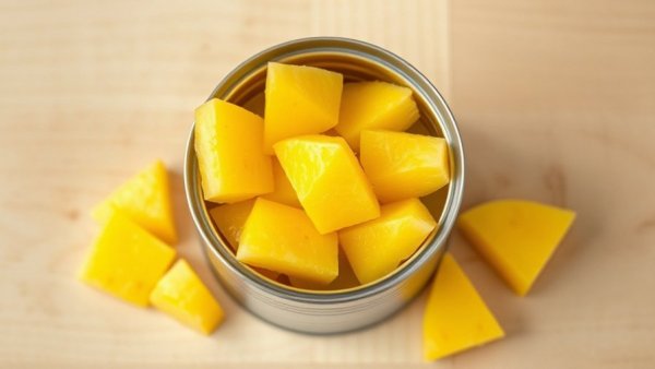 Open can of pineapple slices on wooden table; how long canned goods last.