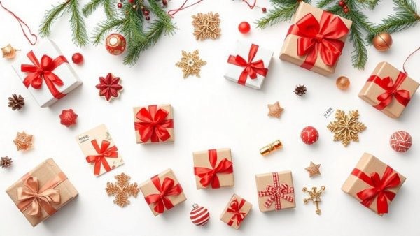 Curated holiday gift guide under $50 with various gifts arranged.