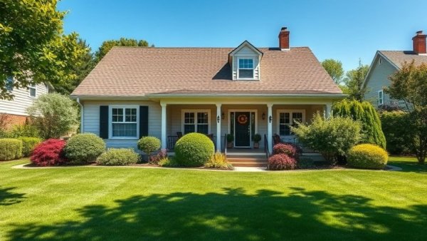 Charming suburban house in Canada with bright garden for sale.
