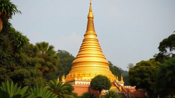 Cultural Discoveries in Laos: Ancient stupa under blue sky