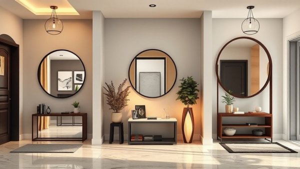 Elegant entryway design ideas with modern mirrors and decor.