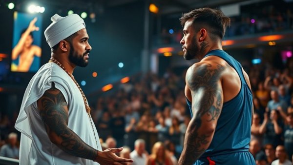 UFC open workouts in Qatar 2025, lively stage interaction.