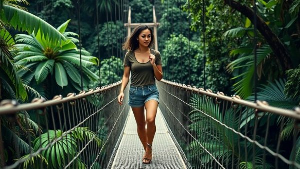 Adventure on a jungle bridge; exploring nature for retirement visa programs.
