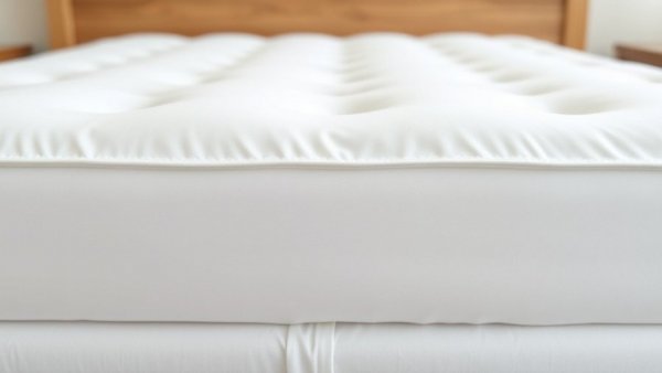 Best Mattress Topper for Sleep Quality shown flat on a bed with wooden headboard.