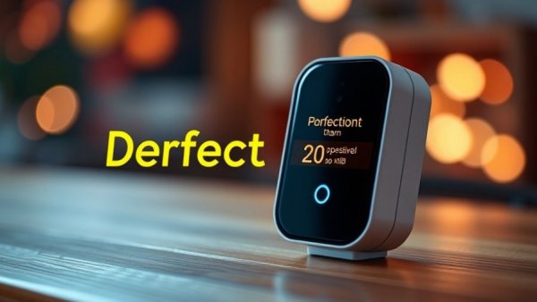 Smart home presence sensor on display with vibrant background.