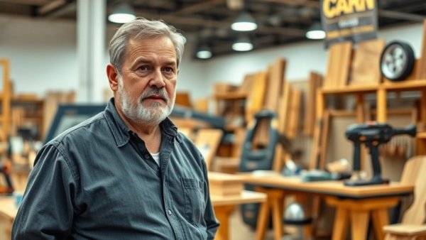 North of England Woodworking Show attendee with questioning look.