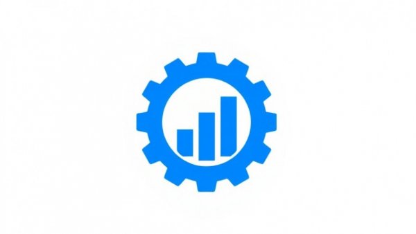 Minimalistic gear icon with chart representing project management software updates.