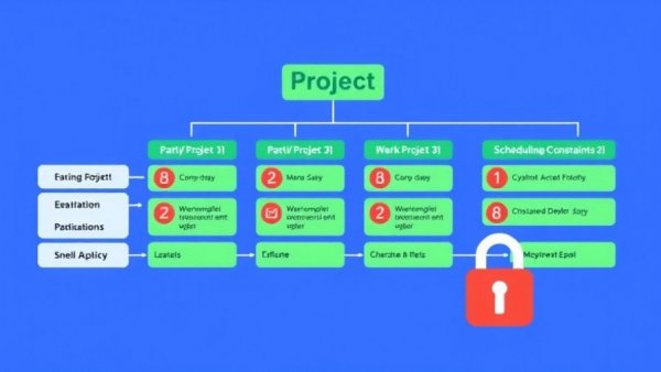 Diagram showing project scheduling constraints with locks and activities.