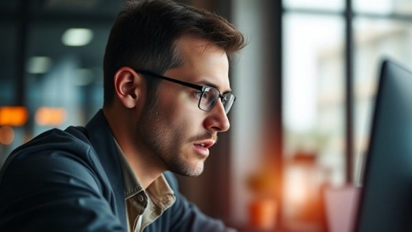 Man managing subscriptions on ProjectControls.online in a modern office.