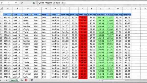 Excel spreadsheet displaying project tasks with Primavera P6 export import advice.