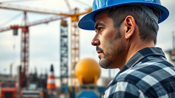 Construction worker at site amidst funding cuts backdrop.