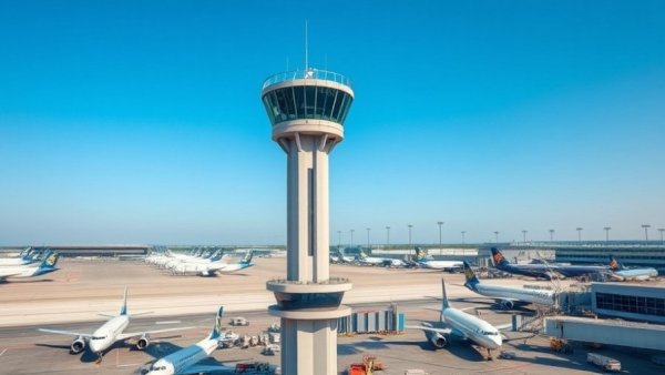 Air traffic control tower at airport related to AECOM federal aviation contract.