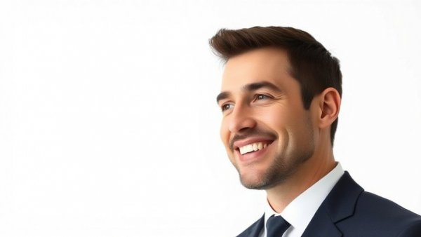 Smiling man in formal attire with plain background