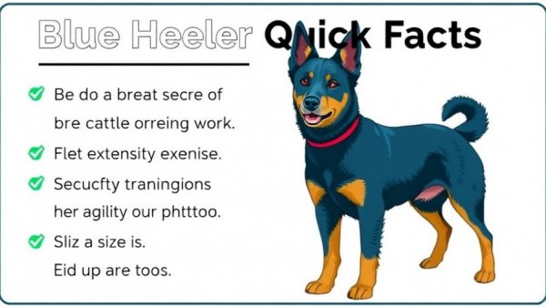 Infographic with Blue Heeler quick facts and exercise needs.