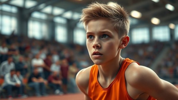 Young athlete preparing for a track race, illustrating college transfer in track and field.