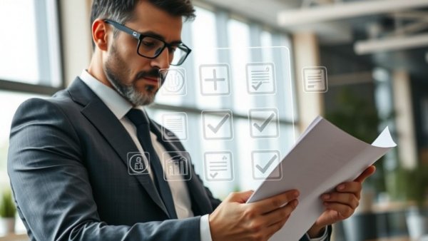 Marketing in Regulated Industries: Business professional reviewing documents.