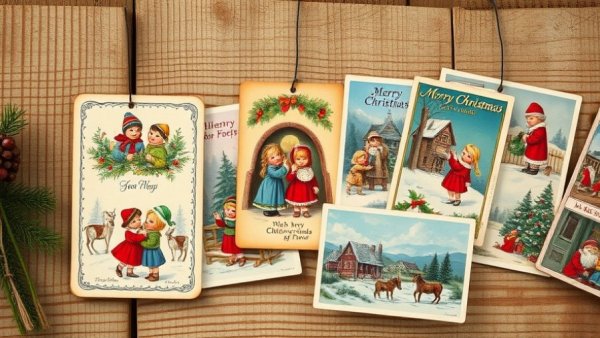 Charming DIY vintage Christmas cards creatively displayed for festive decor.