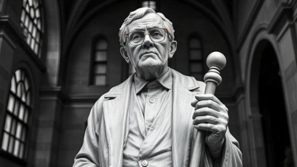 Gandhi's statue embodying non-violence insight indoors.