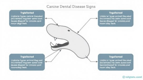 Diagram showing signs of canine dental disease related to dental care dog treats.