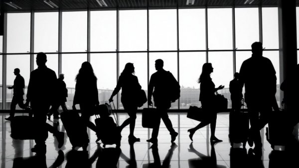 Silhouetted travelers in airport terminal, 2025 travel changes