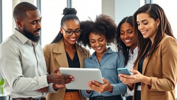 Team using AI for project decision making in office.