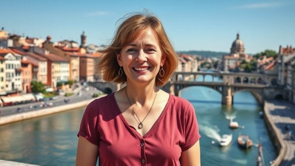 Safest place to retire in 2026 with woman and scenic city backdrop