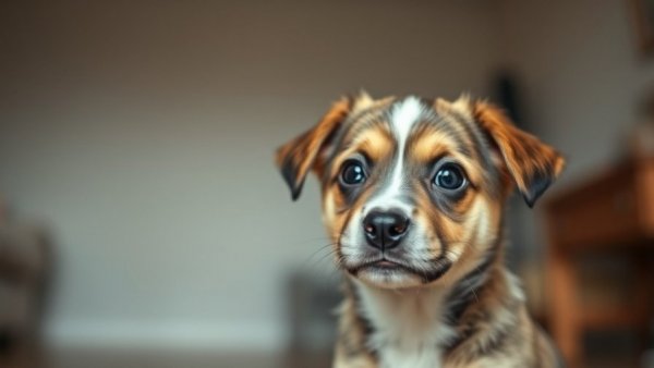 Curious puppy tilting head, symbolizing curiosity in leadership.