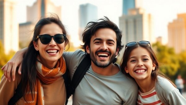 Cheerful family in park highlighting Child Tax Credit for Expats.