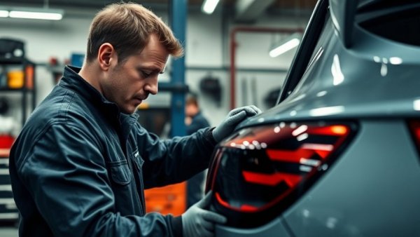 DIY Rear Quarter Panel Replacement scene in a busy garage